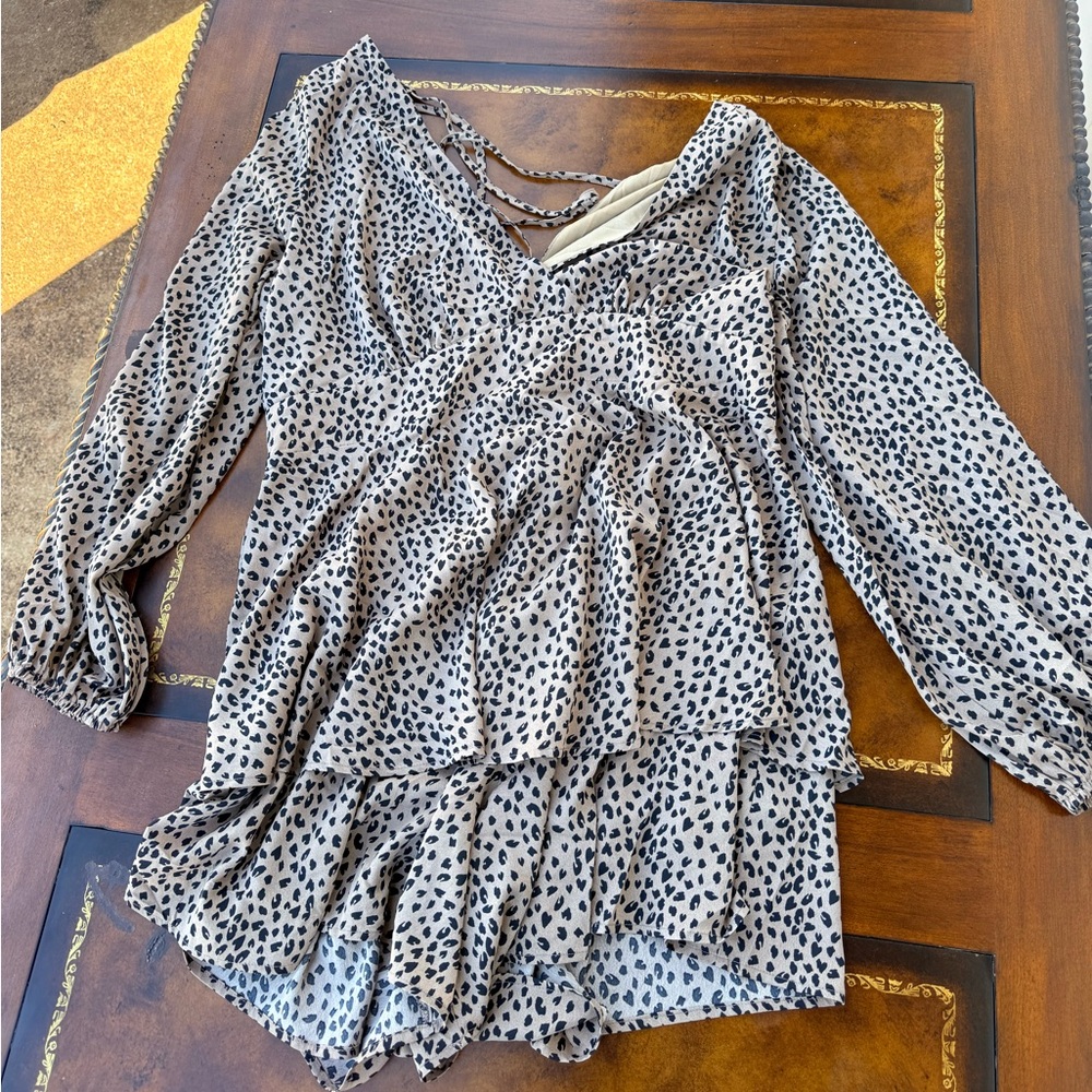 Leopard Print Long Sleeve Blouse